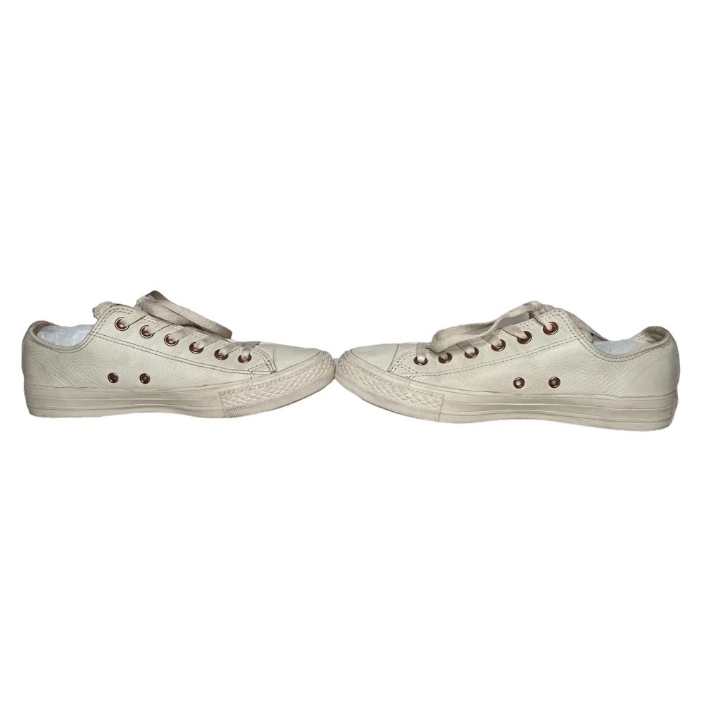 Converse Chuck Taylor All Star Creamy White Leather Lace-Up Classic Sneakers - Picture 5 of 11